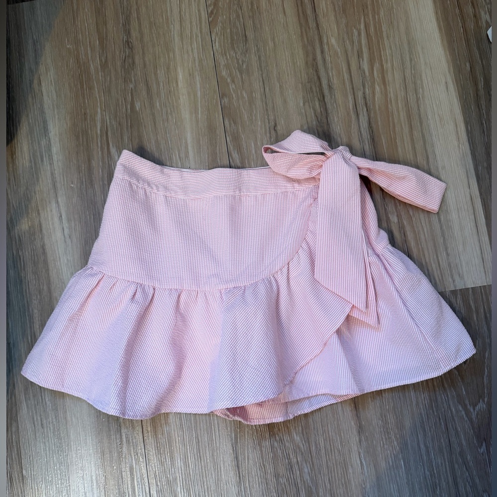 Francesca's Blue Rain Size S Pink/White Stripe Mini Skort with Bow